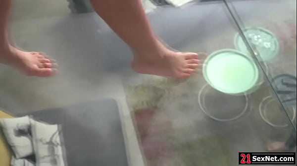 European babe sucking her toes while getting fucked hard
