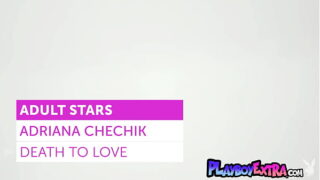 Naughty MILF pornstar Adriana Chechik reveals her hairy pussy in a coffin